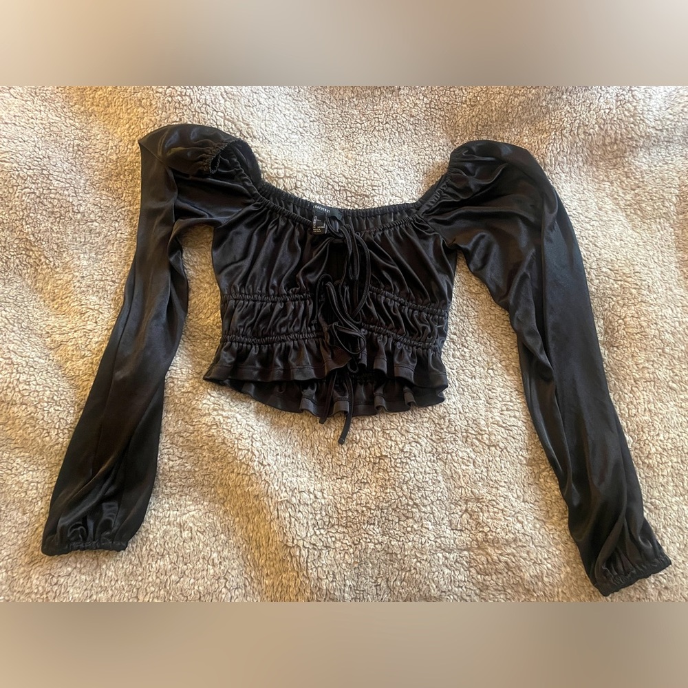 cute satin long sleeve top